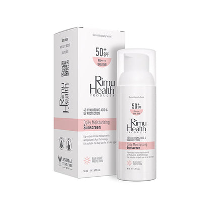 Rimu Health Hyaluronic Acid Daily Sunscreen - SPF UVA/UVB Protection, Lightweight, Moisturizing, Sensitive Skin - 50ml