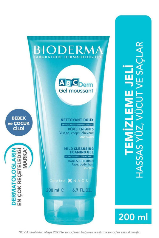 Bioderma Abcderm Foaming Gel for Babies and Children - Gentle, Non-Irritating Cleanser for Sensitive Skin from Birth