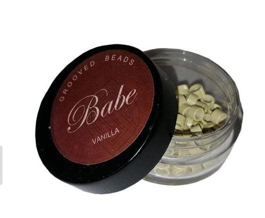 Babe Grooved Hair Extension Beads, Vanilla, 100 Pieces