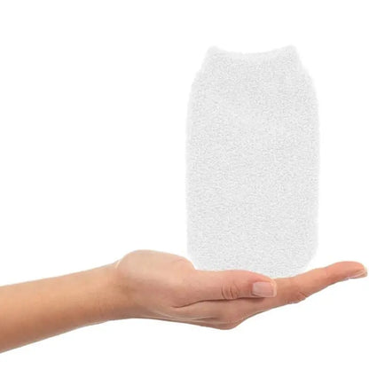 Balmy Polyester Bath Glove for Gentle Exfoliation - White