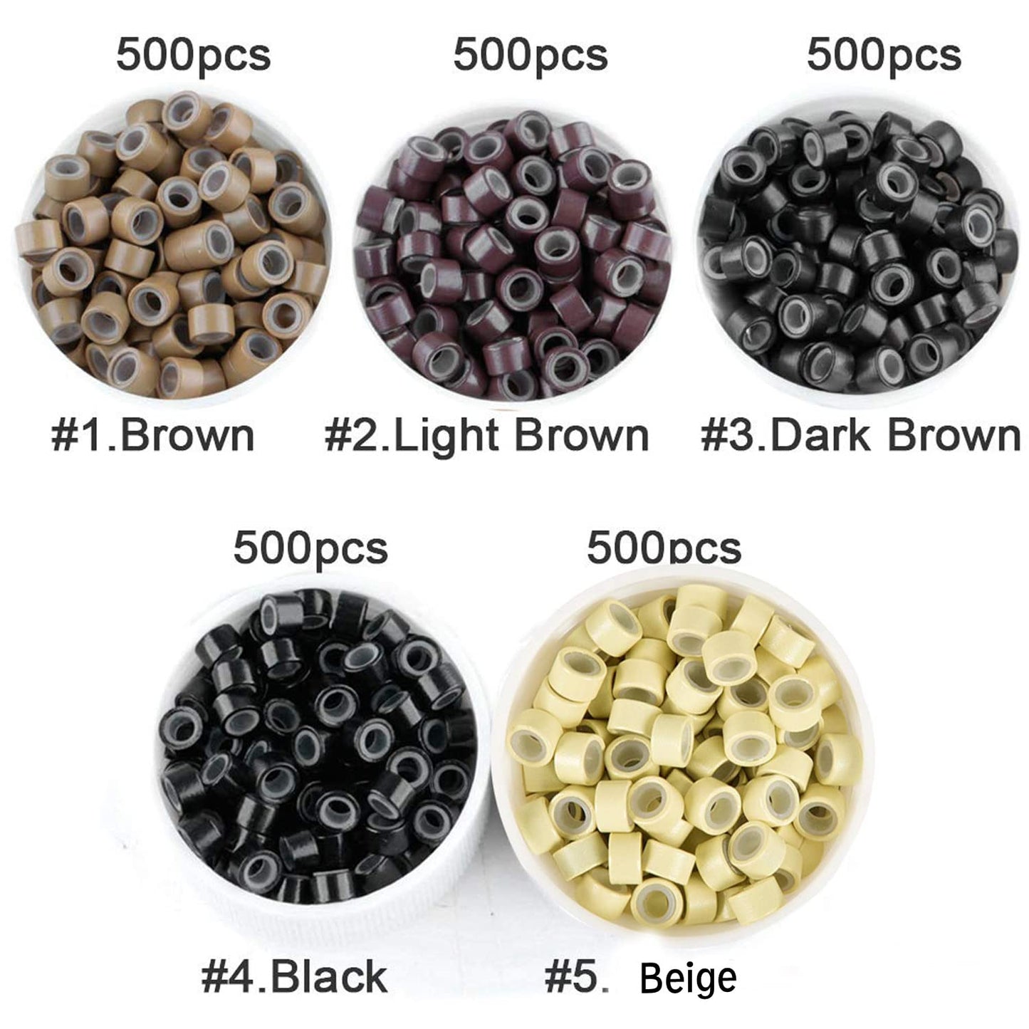 Beaut Silicone Micro Ring 5mm 500 Pcs Hair Extensions - Choose Color
