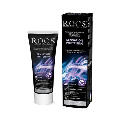 ROCS Whitening Toothpaste for Adults - Natural, Fluoride-Free Oral Care with Active Granules