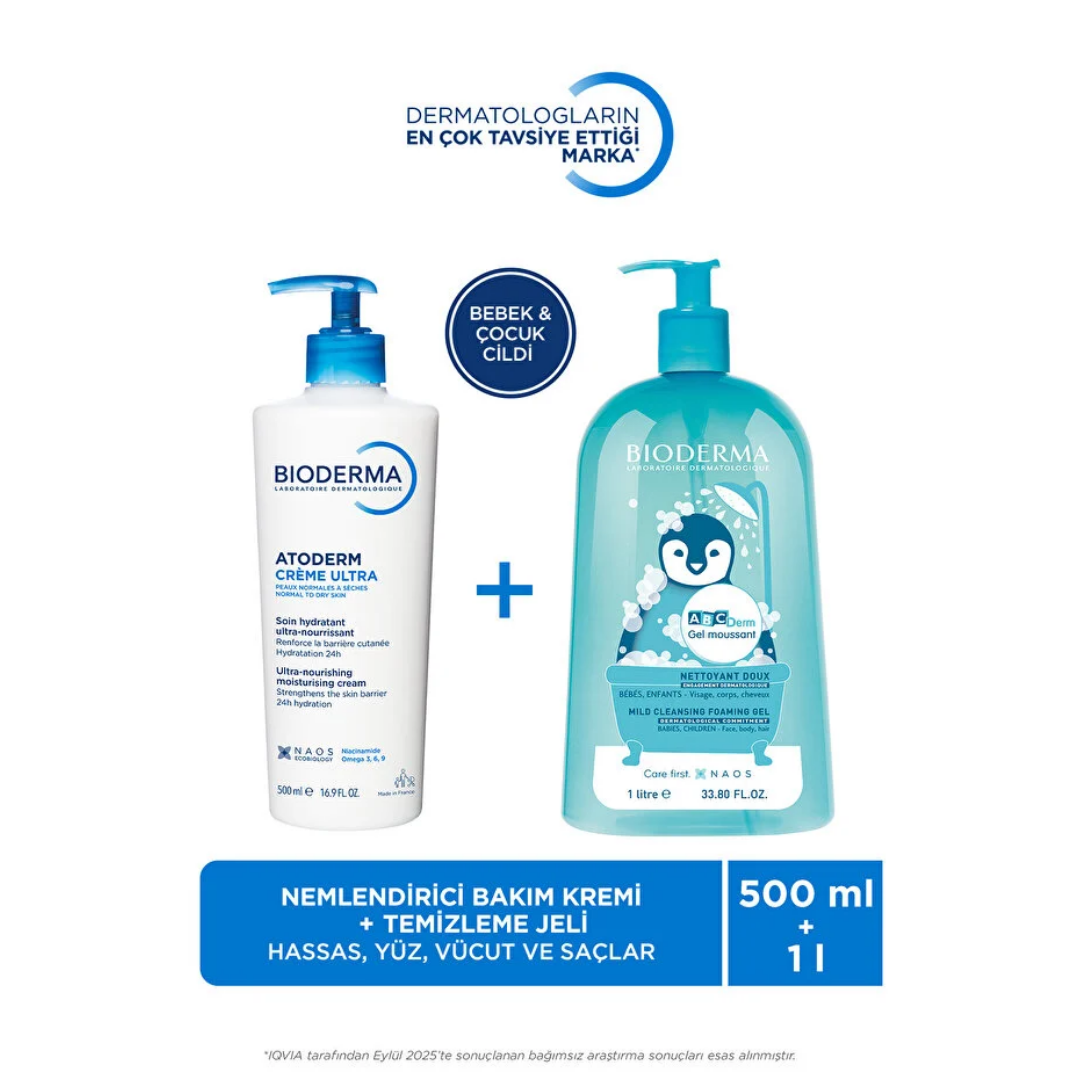 Bioderma Atoderm Cream & ABCDerm Cleansing Gel Duo Set