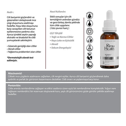 Rimu Health Niacinamide 6% Pore Tightening Serum: Blackhead & Acne Treatment, Dark Spot Corrector, Oily Skin & Skin Barrier Facial Serum