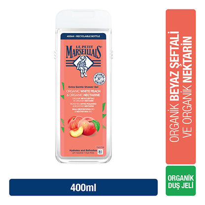 Le Petit Marseillais Peach Shower Gel - Gently Cleanses & Moisturizes Dry Skin - Natural & Fruity Scent - Family Size, 13.53 fl oz