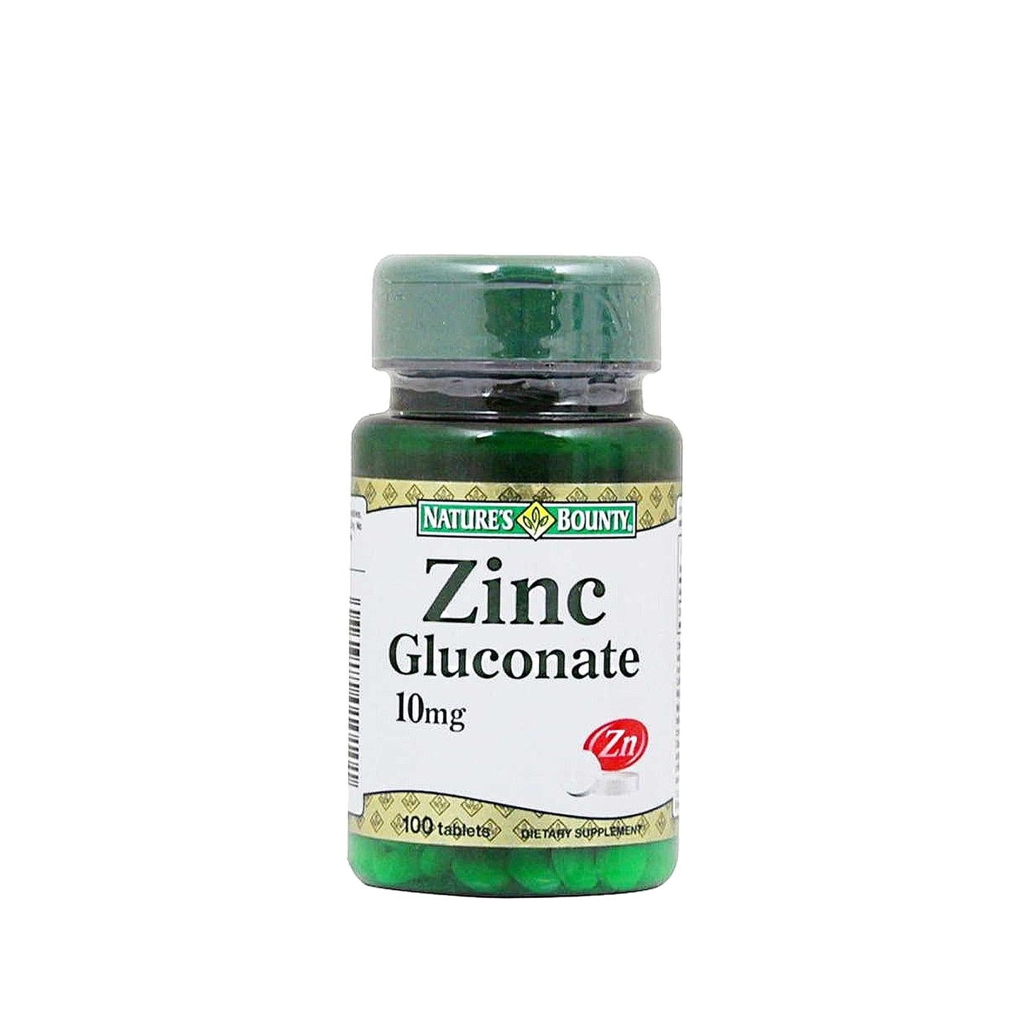 Nature's Bounty Zinc Gluconate 10 mg - Immune System Support Supplement, 100 Tablets