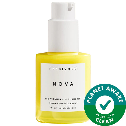 Herbivore Nova: 15% Vitamin C + Turmeric Brightening Serum - Visibly Improve Dark Spots, Even Skin Tone - Vegan & Cruelty-Free