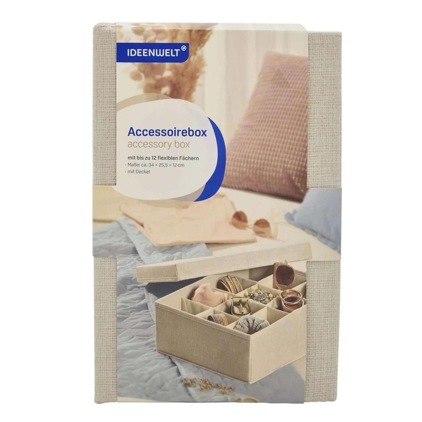 Ideenwelt Jewelry Organizer Box with Flexible Dividers 34x25x12 cm