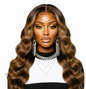 Brown Ombre Brazilian Hair 24' Glueless Piano Body Wave Human Hair Pre-cut Lace Front Wig