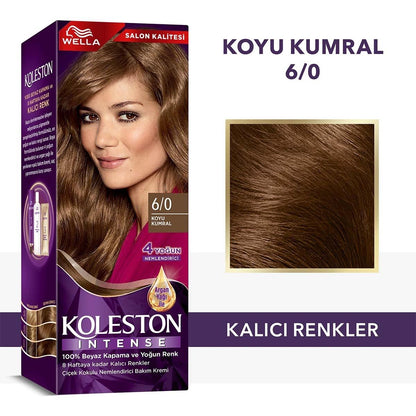 Wella Koleston Intense 6/0 Dark Ash Blonde Hair Dye: 100% Gray Coverage, Long Lasting Color, Argan Oil & Complete Kit