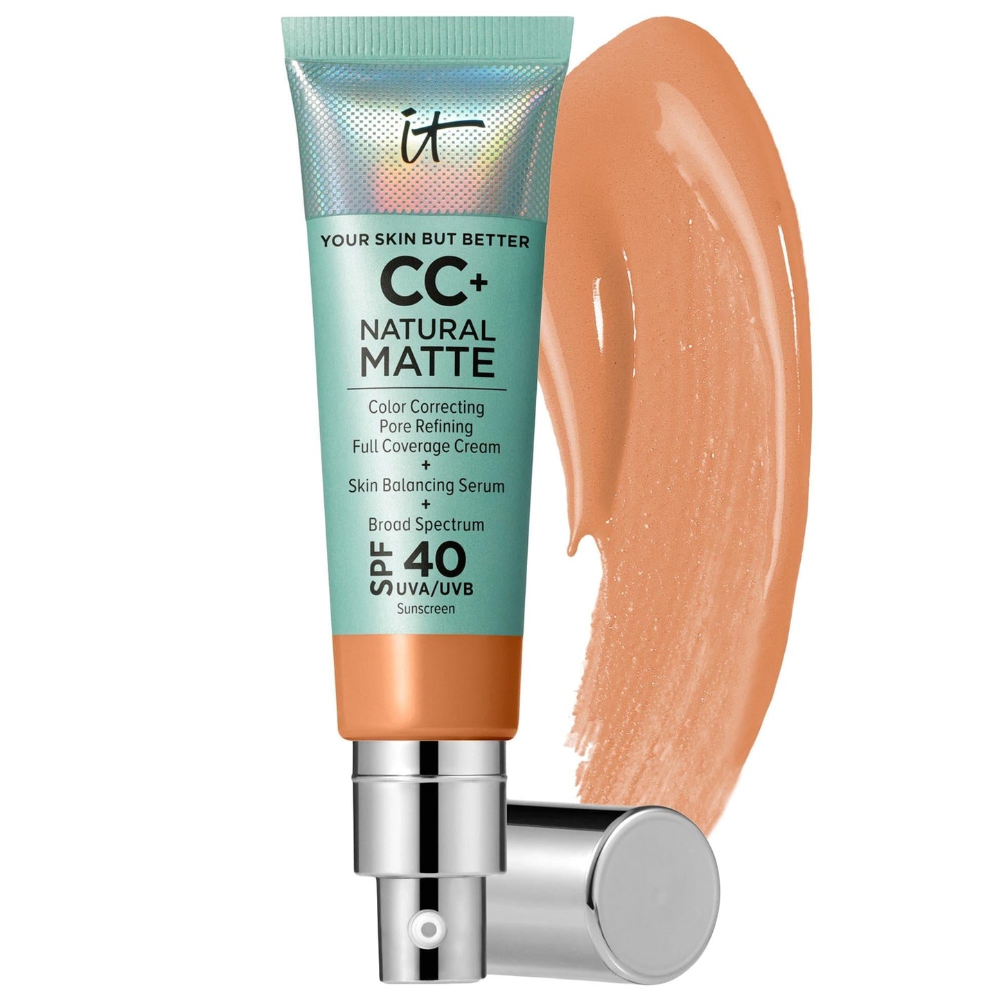 CC+ Cream Natural Matte Foundation with SPF 40 by CC Cream - Full Coverage, Non-Comedogenic, Vegan Makeup