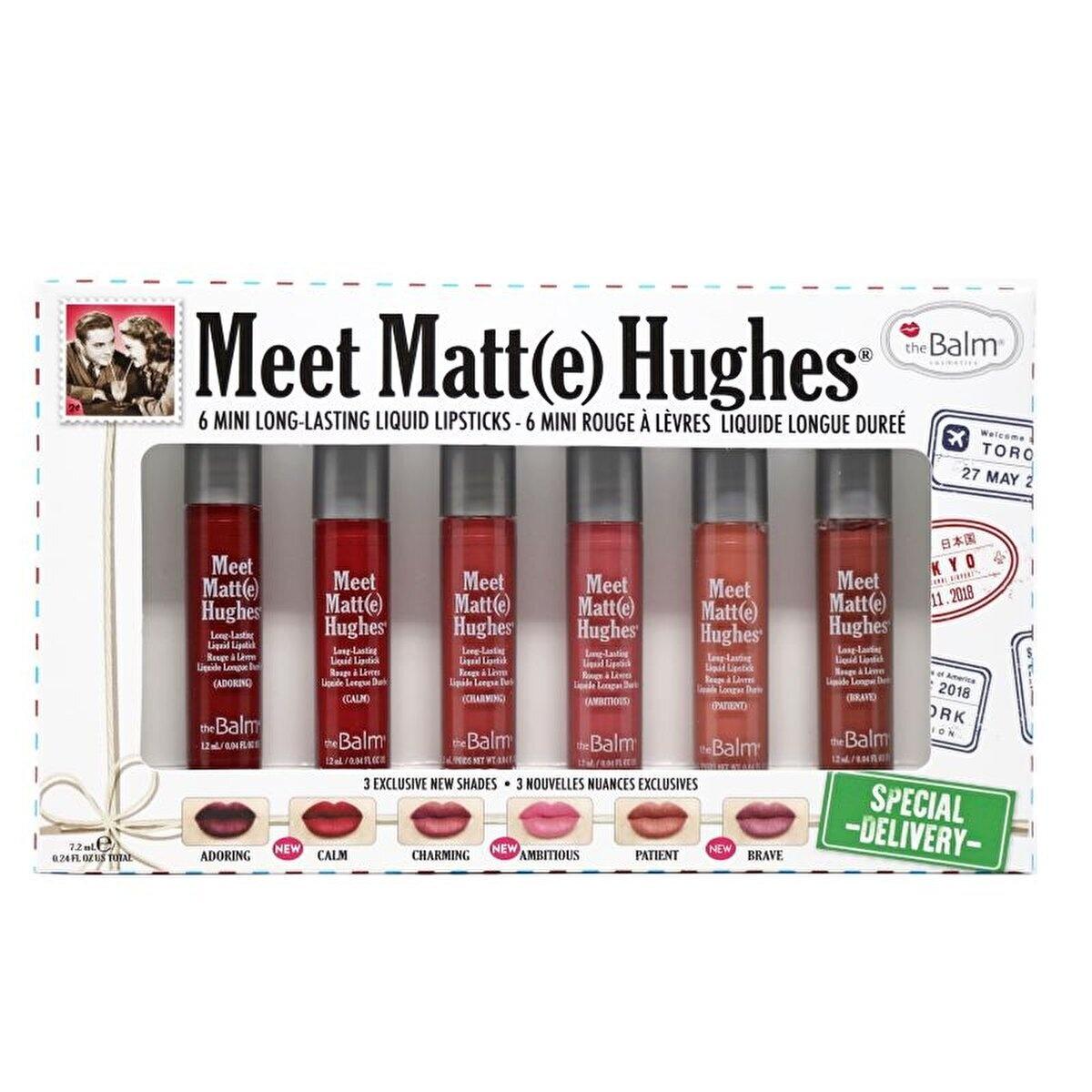 theBalm Meet Matte Hughes Special Delivery Lipstick Set: 6 Nude Liquid Lipsticks, Long-Lasting & Smudge-Proof Formula