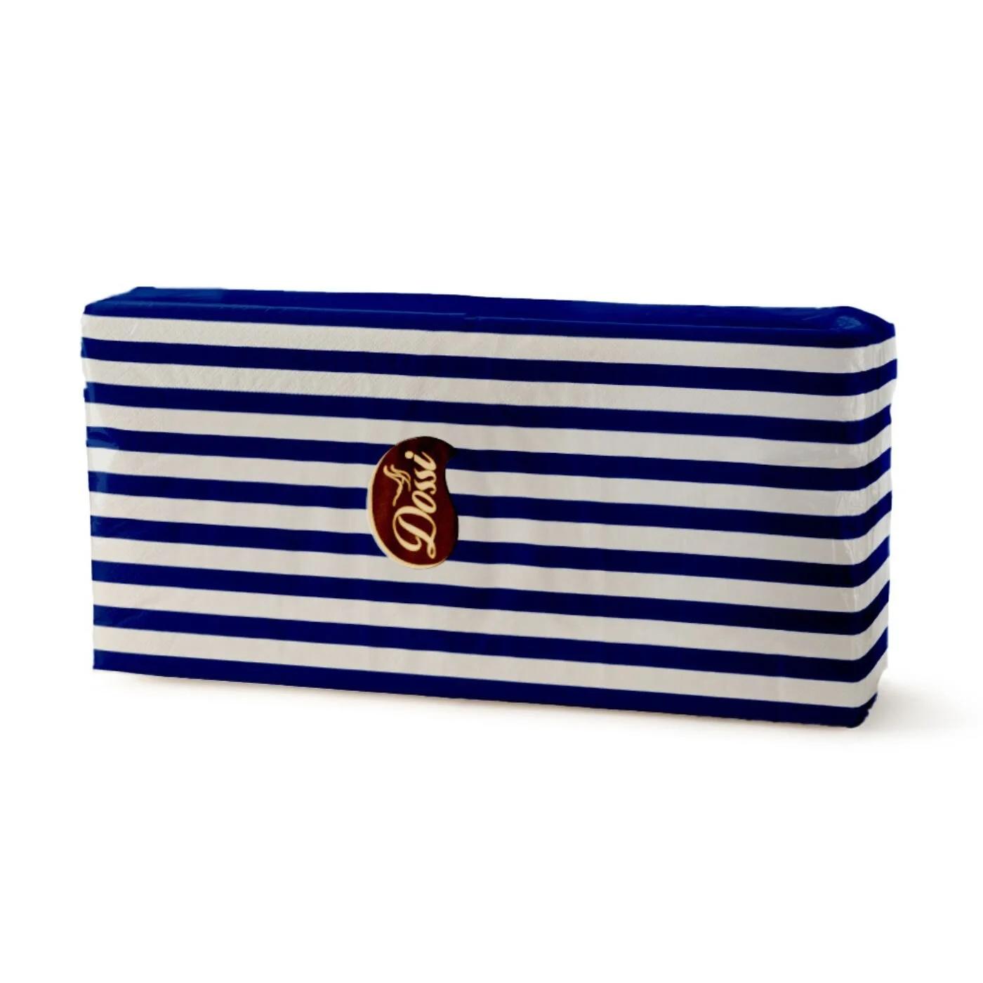 Dossi Bistro Navy Blue Striped Paper Napkins, 45-Pack