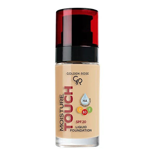 Golden Rose Moisture Touch Liquid Foundation SPF20 - Hydrating, Buildable Coverage, Vegan Formula