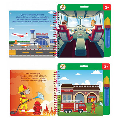 Lino Magic Water Painting Book for Toddlers: Reusable, Mess-Free Coloring Fun - Kids Travel Activity, Sihirli Boyama Kitabi