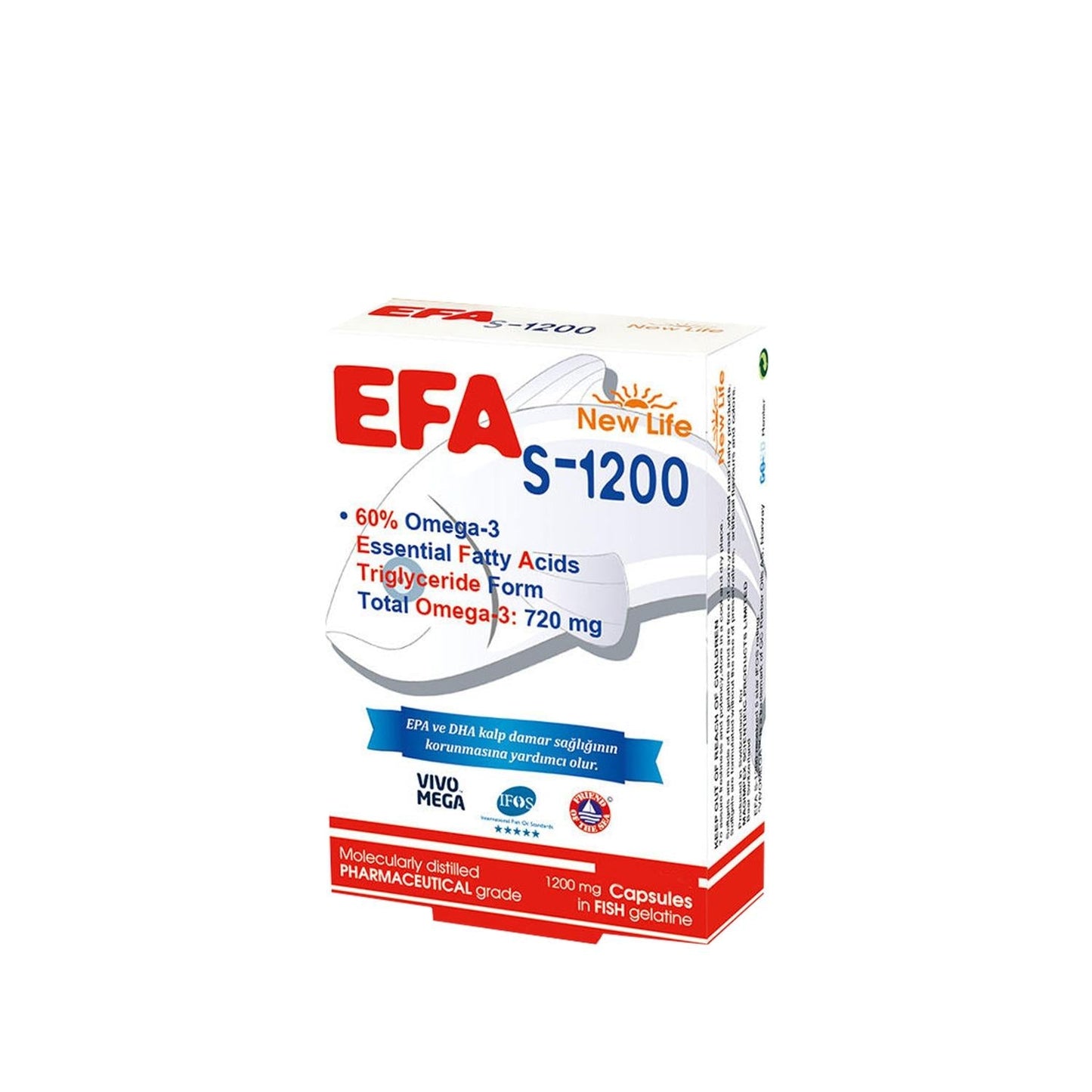 EFA S-1200 Fish Oil Supplement: Boost Heart & Brain Health with Omega-3 EPA & DHA Capsules - 90 Count