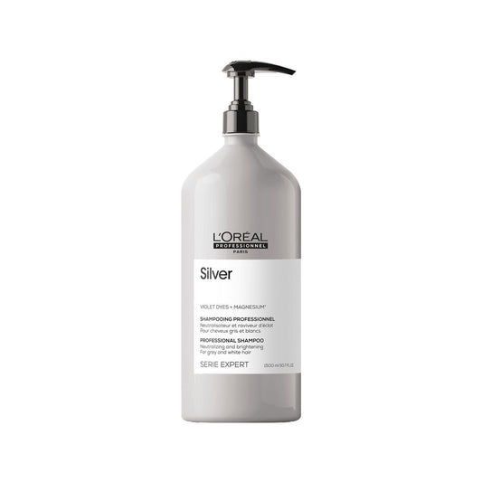 L'Oreal Professionnel Paris Serie Expert Silver Purple Shampoo for Blonde Hair - 1500ml, Neutralizes Brassy Tones, Color-Correcting for Gray & White Hair