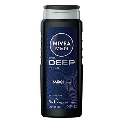 Nivea Men Deep Dimension Clean: Invigorating Shower Gel for Men - Deep Cleansing, Refreshing Scent, Long-Lasting 500ml Body Wash