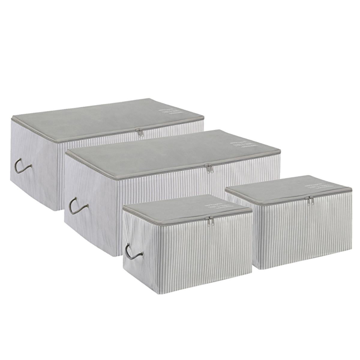 Ocean Home 4-Piece Gray Collapsible Storage Basket Set for Home Organization