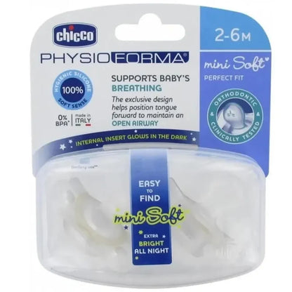 Chicco PhysioForma Mini Soft Glow Pacifier 2-6M 2-Pack