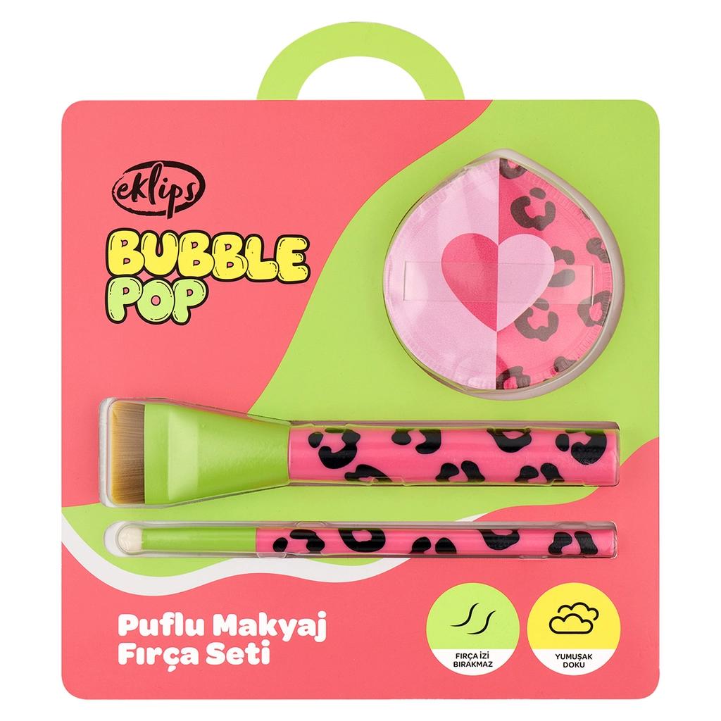 Eklips Bubblepop Makeup Brush & Puff Set - 3 Pieces