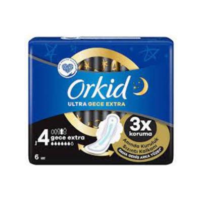 Orkid Ultra Night Sanitary Pads for Women - Extra Hygiene & Comfort, 6 Count