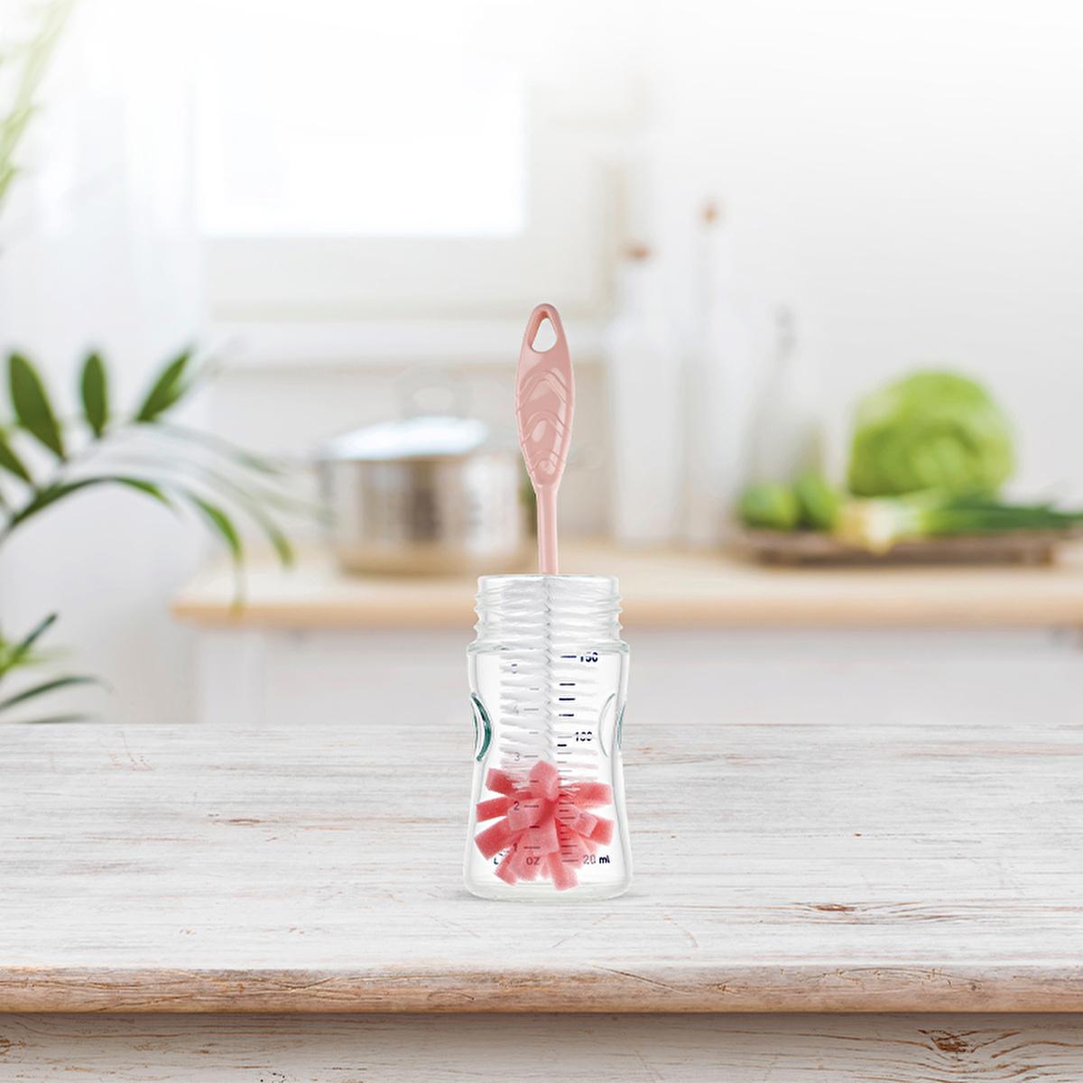 Babyjem Baby Bottle Brush - Spongy Tip, 360° Rotatable, 12.2 inches Long - Ideal for Newborns to Toddlers