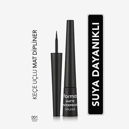Flormar Matte Waterproof Liquid Eyeliner for Precise, Dramatic Eye Look - Black