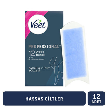 Veet Professional Wax Strips for Hair Removal - Sensitive Skin, Easy-Gelwax Technology, 12 Count
