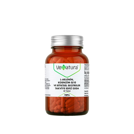 VeNatura L-Arginine Dietary Supplement with Coenzyme Q10 & Herbal Extracts - 60 Tablets for Heart Health & Energy Support