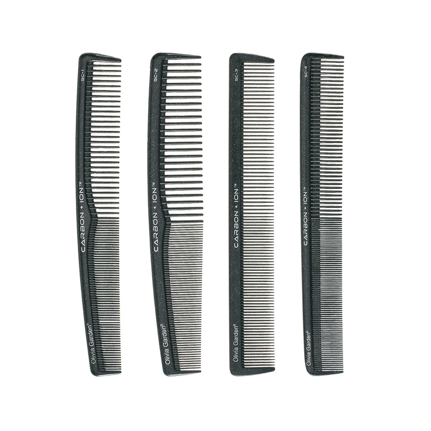 Olivia Garden Carbon + Ion SC Hair Comb Set with Pouch 4-Piece