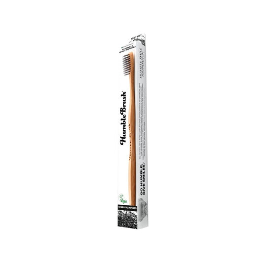 Humble Brush Adult Bamboo Charcoal Toothbrush - Eco-Friendly, Soft Bristles, Sustainable Oral Care