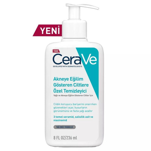 CeraVe Acne Face Wash with Salicylic Acid - Gentle, Oil-Free Cleanser for Acne Prone & Sensitive Skin - 236ml