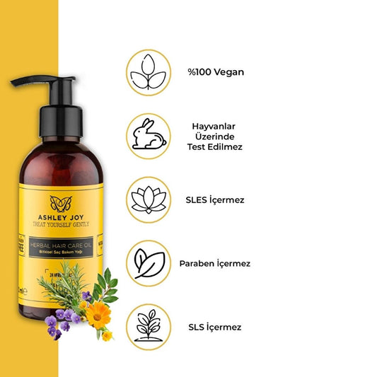Ashley Joy Hair Care Oil - 100ml Botanical Blend for Damaged, Colored Hair - Moisturizing, Anti-Hair Loss & UV Protection