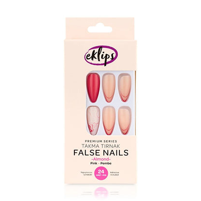 Eklips Pink French Almond Press-On Nails 24 Count