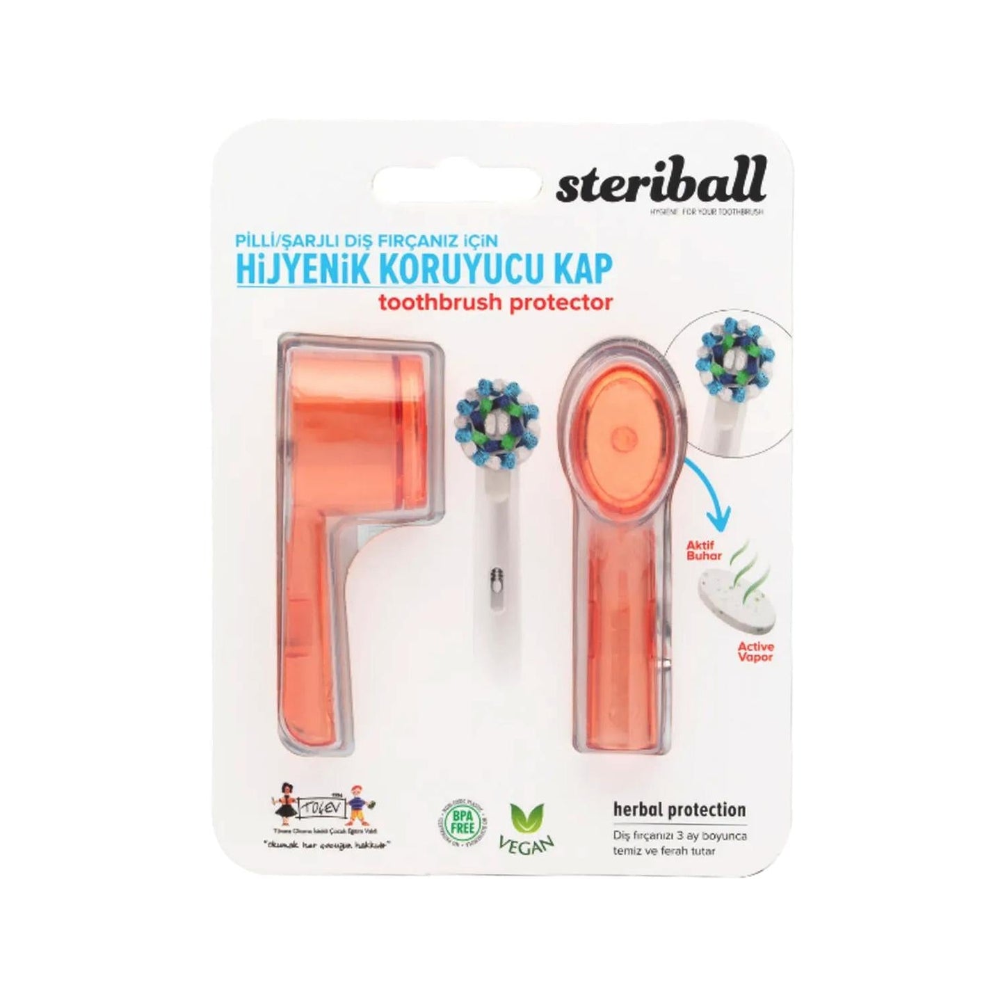 Steriball Hygienic Toothbrush Holder - Turquoise 2 Pack, Electric Toothbrush Container & Bathroom Storage Solution