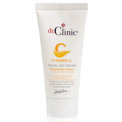 dr.Clinic Vitamin C Facial Day Cream | Moisturizer for Dry Skins | Anti-Aging Skin Cream for Dark Spots and Wrinkles | Acne Spot Treatment All Skin Types | Hyaluronic Acid, Argan Oil, 1.69Fl.Oz