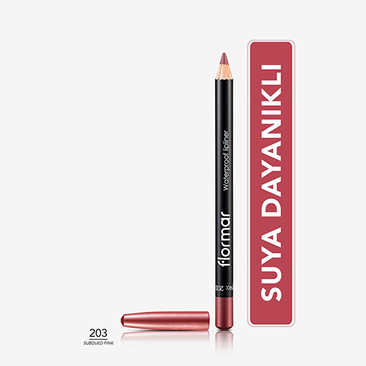 Flormar Mat Lip Liner - Waterproof, Long-Lasting, Matte Finish, 203 Subdued Pink