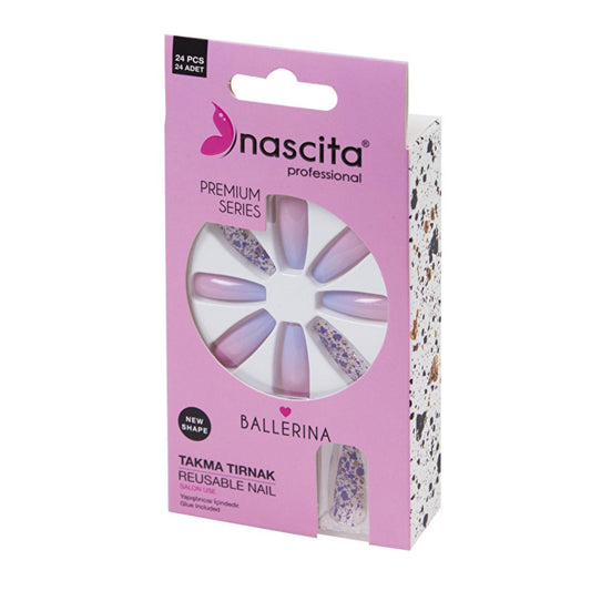 Nascita 24-Piece Reusable False Nail Set for DIY Nail Beauty Enhancement