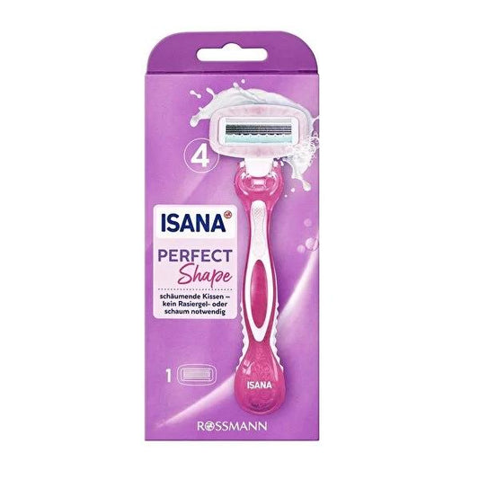 Isana Women's 4-Blade Razor with Lubricating Strips - Vegan, Smooth Shave, Gentle on Skin