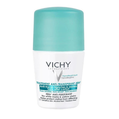Vichy Anti-Perspirant Deodorant Roll-On 50ml - Non-Staining, Long-Lasting Freshness