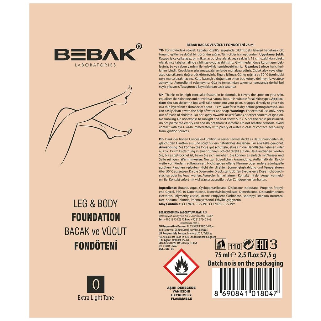 Bebak Leg Foundation Shade 0 for Flawless Skin 75 ml