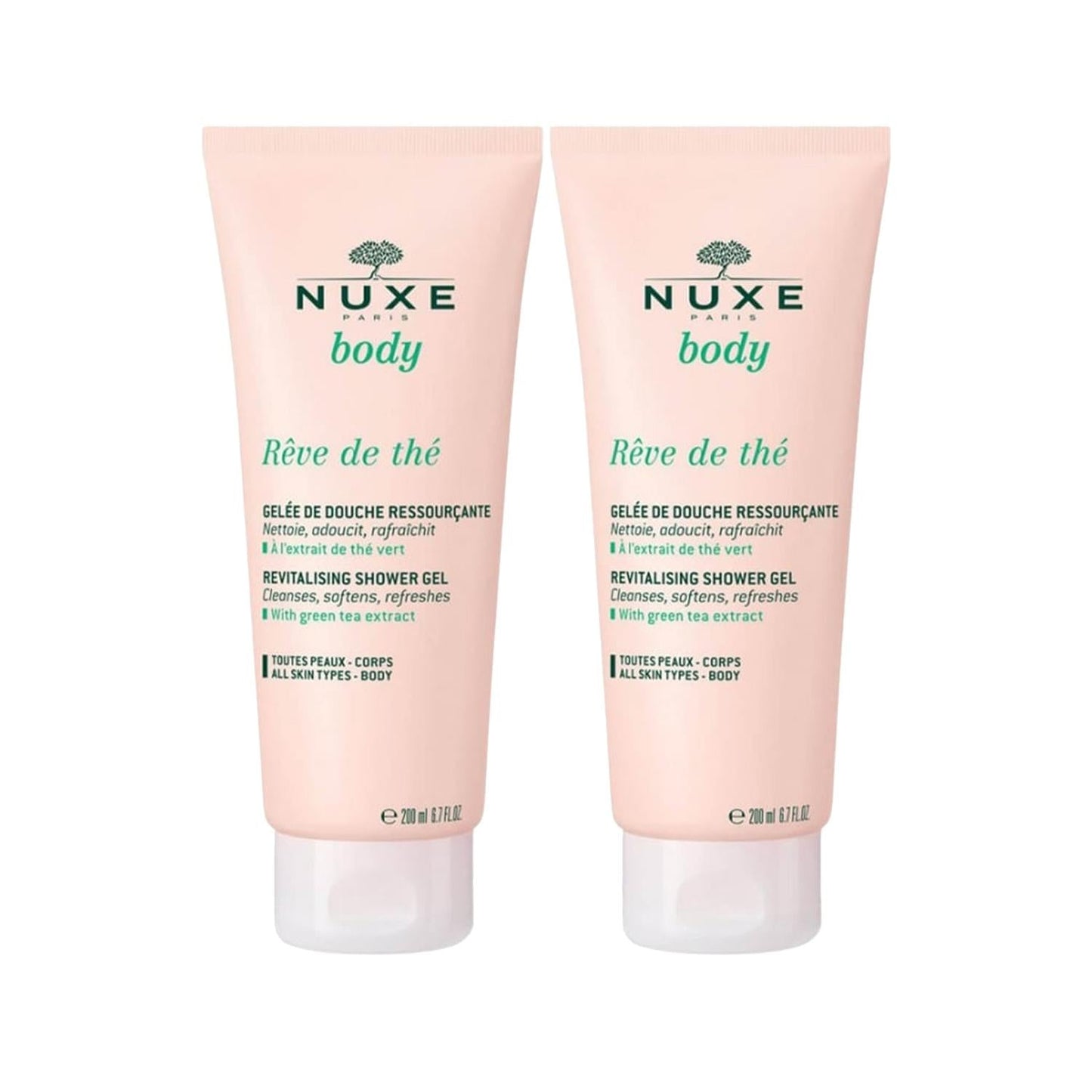 Nuxe Reve De The Shower Gel Duo - 2 x 200ml - Luxurious & Fragrant Body Wash for Soft, Clean Skin