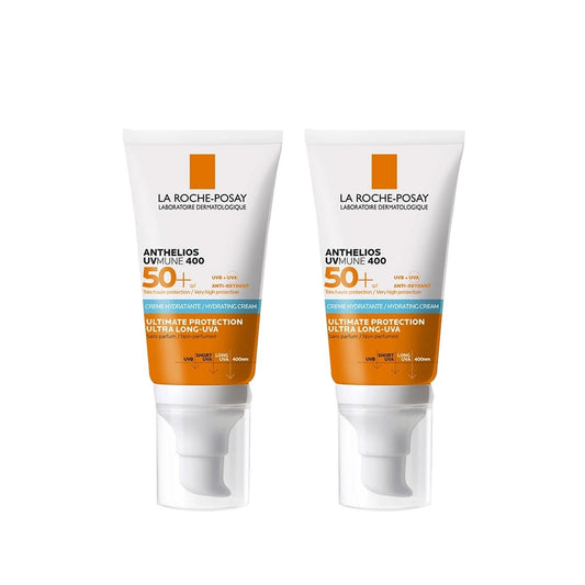 La Roche-Posay Anthelios UVMune SPF 50+ Sunscreen: High UVA/UVB Protection, Moisturizing, & Ideal for Sensitive Skin (2 x 50ml)