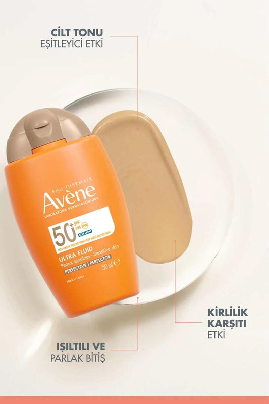 Avene Ultra Fluide Perfector SPF50+ Tinted Sunscreen for Sensitive Skin | Color Correcting & High UVA/UVB Protection