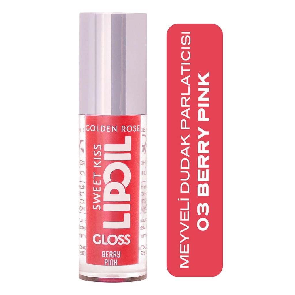 Golden Rose Sweet Kiss Lip Oil Gloss Hydrating Shine 03 Berry Pink