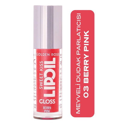 Golden Rose Sweet Kiss Lip Oil Gloss Hydrating Shine 03 Berry Pink