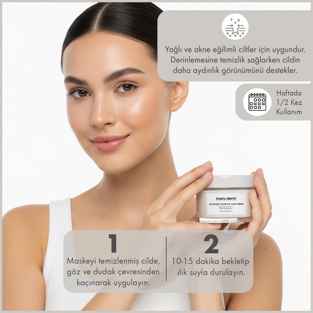 Maruderm Glycolic Acid Clay Mask for Clear Skin 100 ml