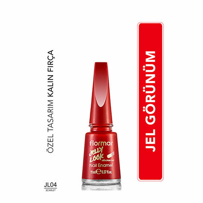 Flormar Scarlet Jelly Nail Polish: High Shine, Gel Effect, Long Lasting, Intense Pigment - Red Jelly Polish