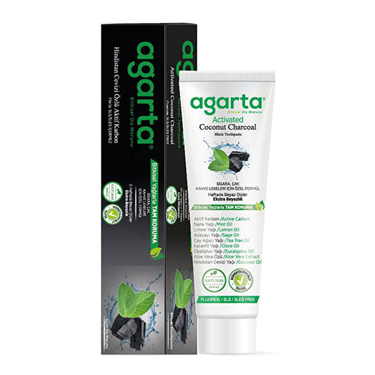 Agarta Natural Charcoal Toothpaste, Fluoride-Free, Coconut Derived - 100ml